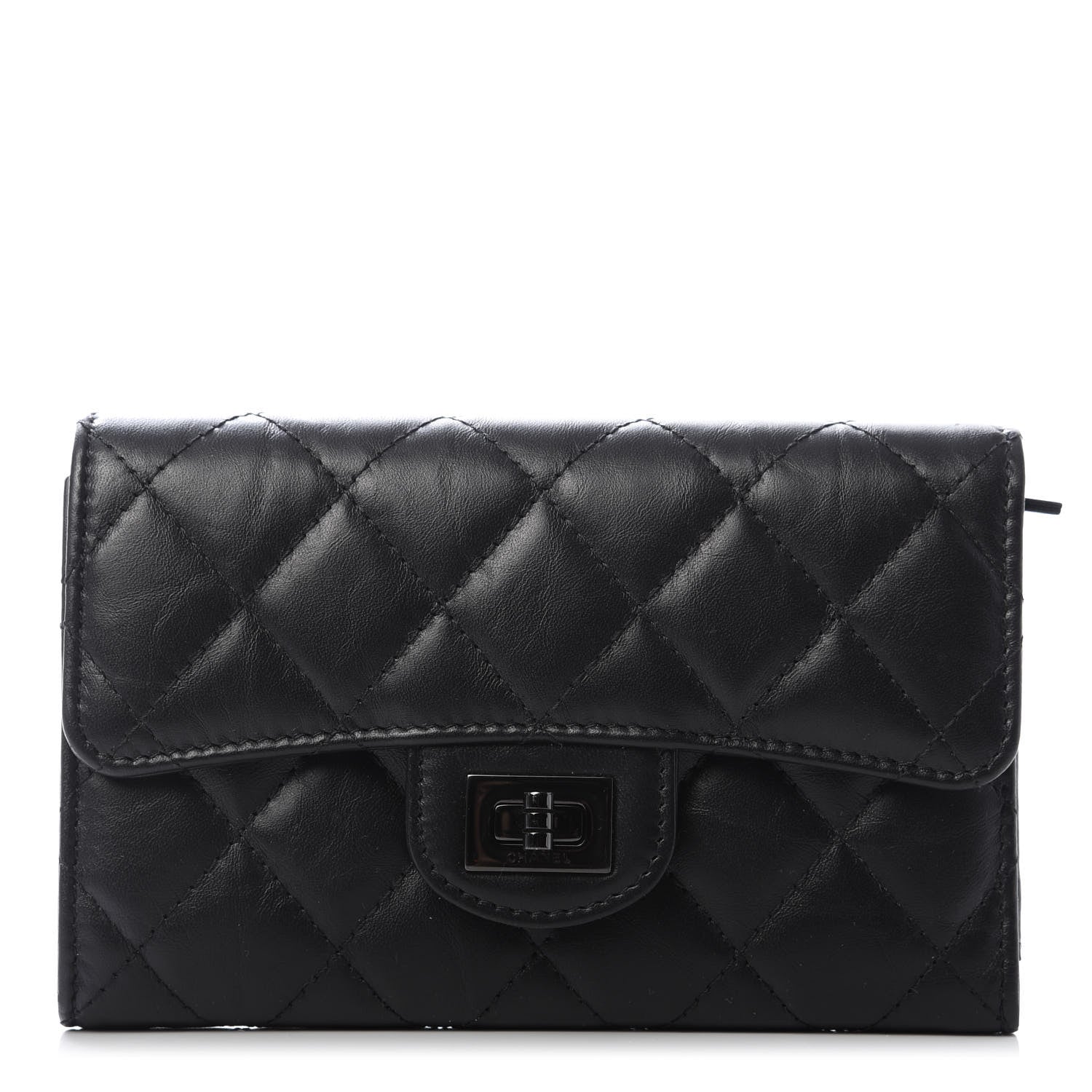 Chanel Aged Calfskin Quilted Reissue Medium Flap Wallet So Black 1 of 8