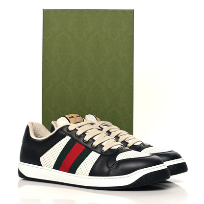 Gucci Calfskin Web Mens Screener Sneakers 11 Black White 10 of 10