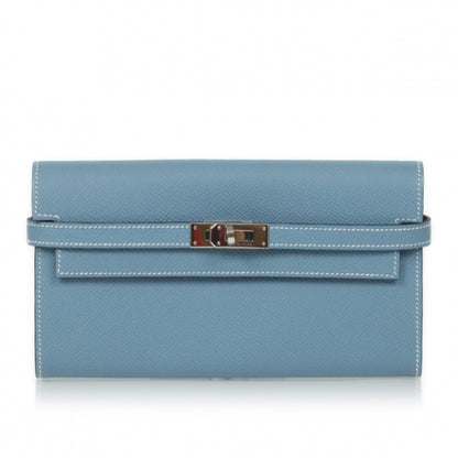 Hermes Epsom Kelly Longue Wallet Blue Jean 1 of 10