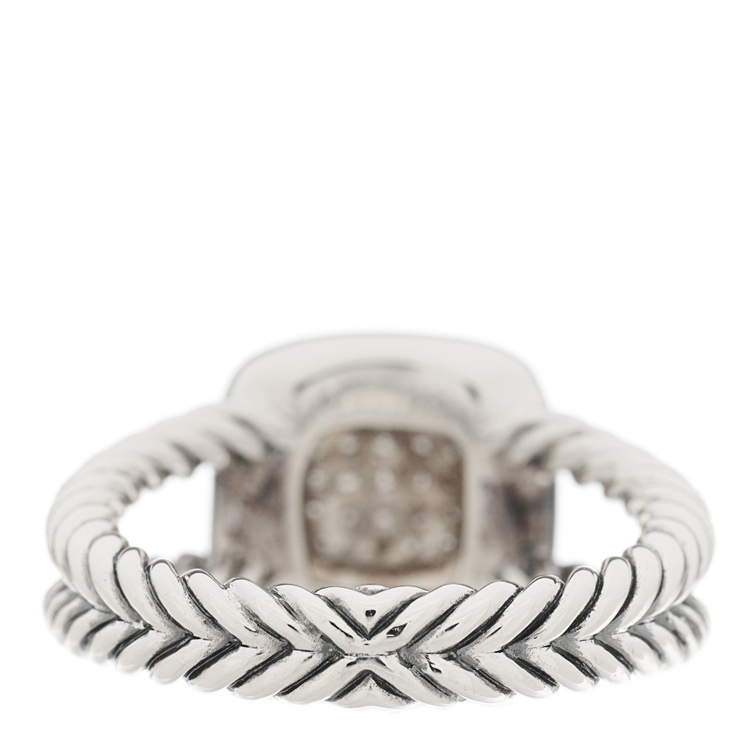 David Yurman Sterling Silver Diamond 7mm Petite Albion Pave Ring 52 6 3 of 5