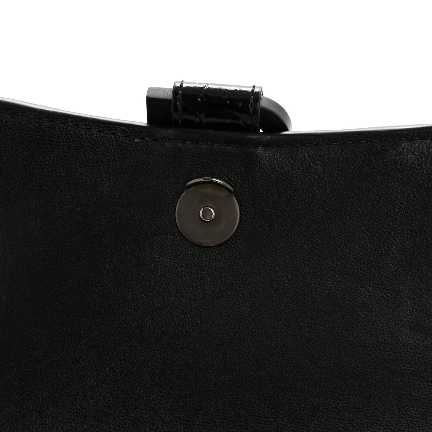 Shiny Calfskin Monochrome Crocodile Embossed Hourglass Chain Bag Black