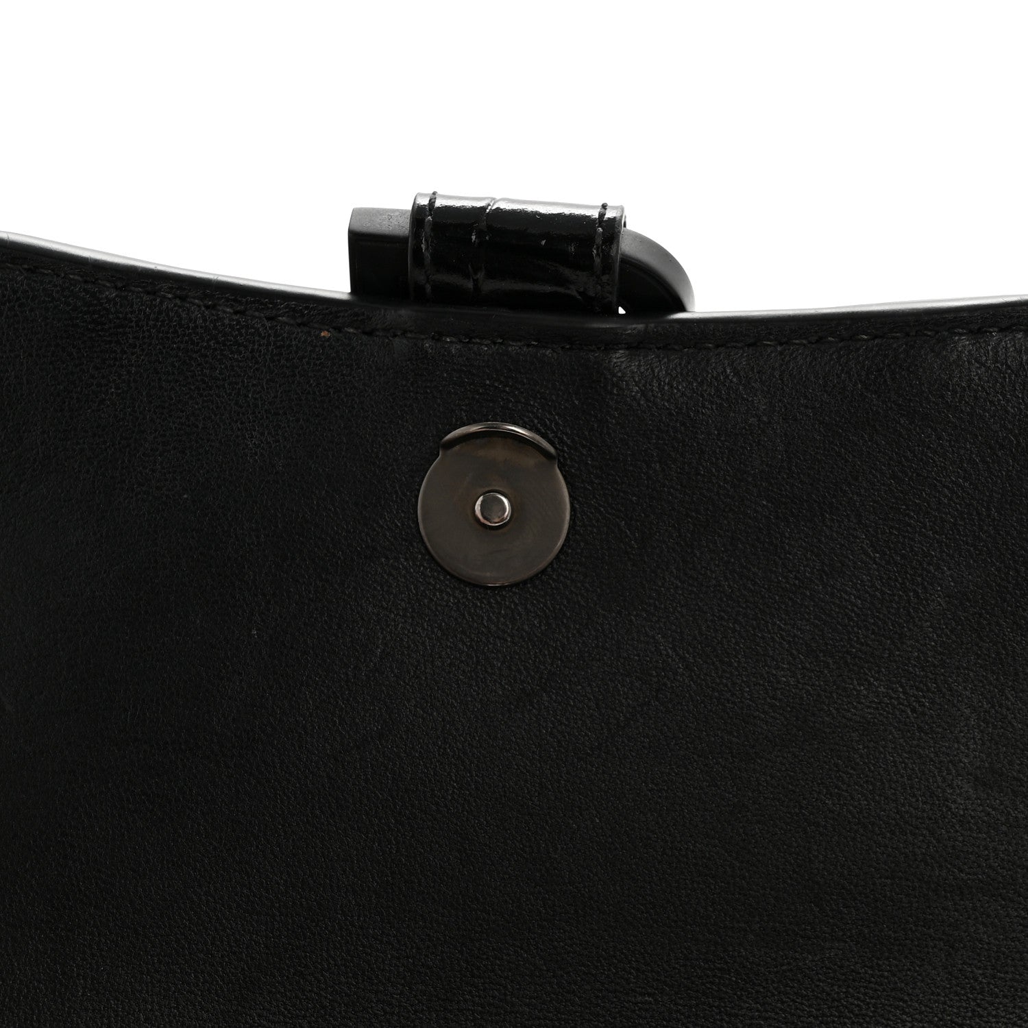 Balenciaga Shiny Calfskin Monochrome Crocodile Embossed Hourglass Chain Bag Black 11 of 15