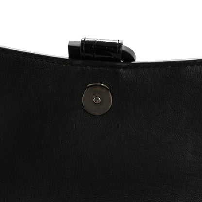 Balenciaga Shiny Calfskin Monochrome Crocodile Embossed Hourglass Chain Bag Black 11 of 15