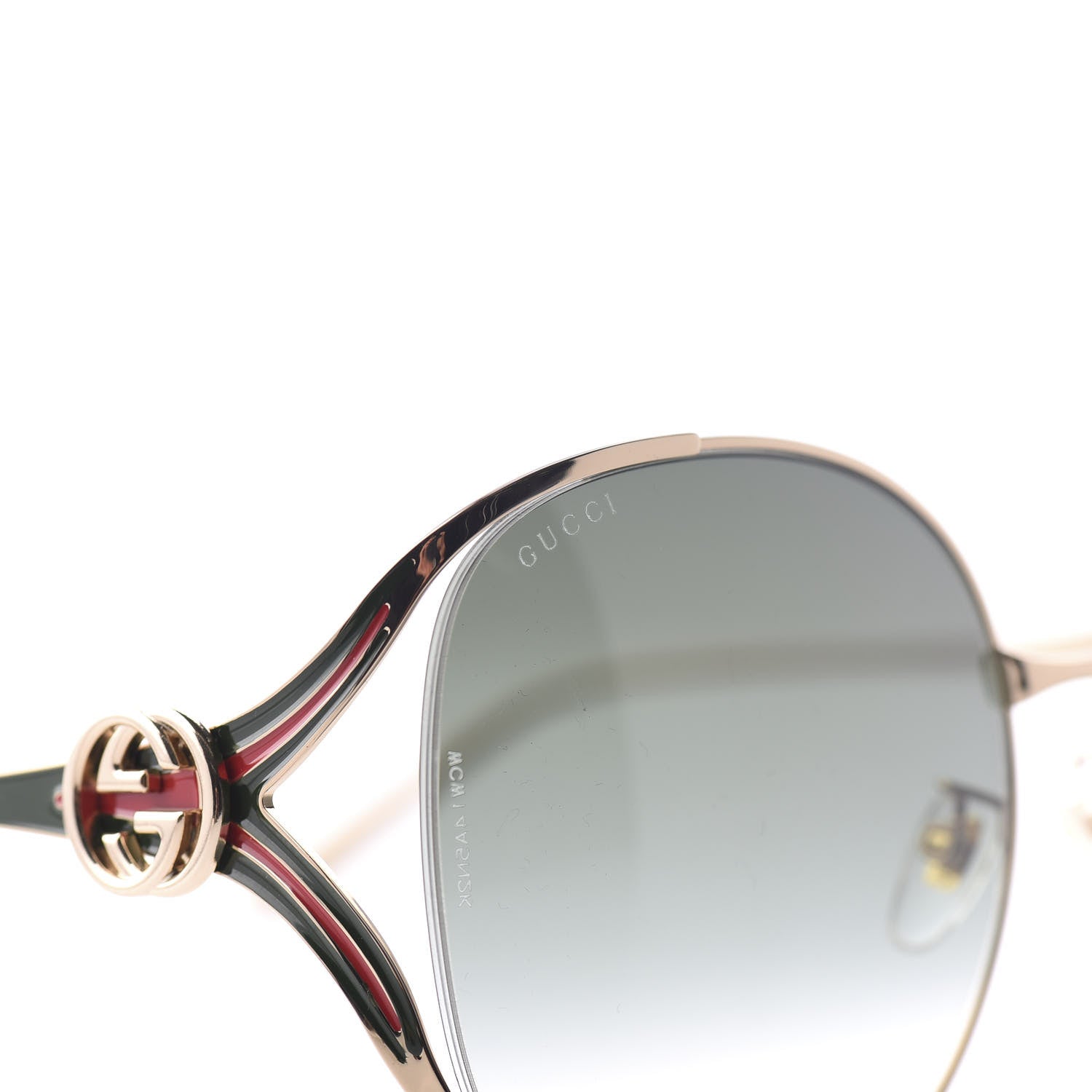 Gucci Metal Oversized Round Frame GG0225S Sunglasses Gold 6 of 12