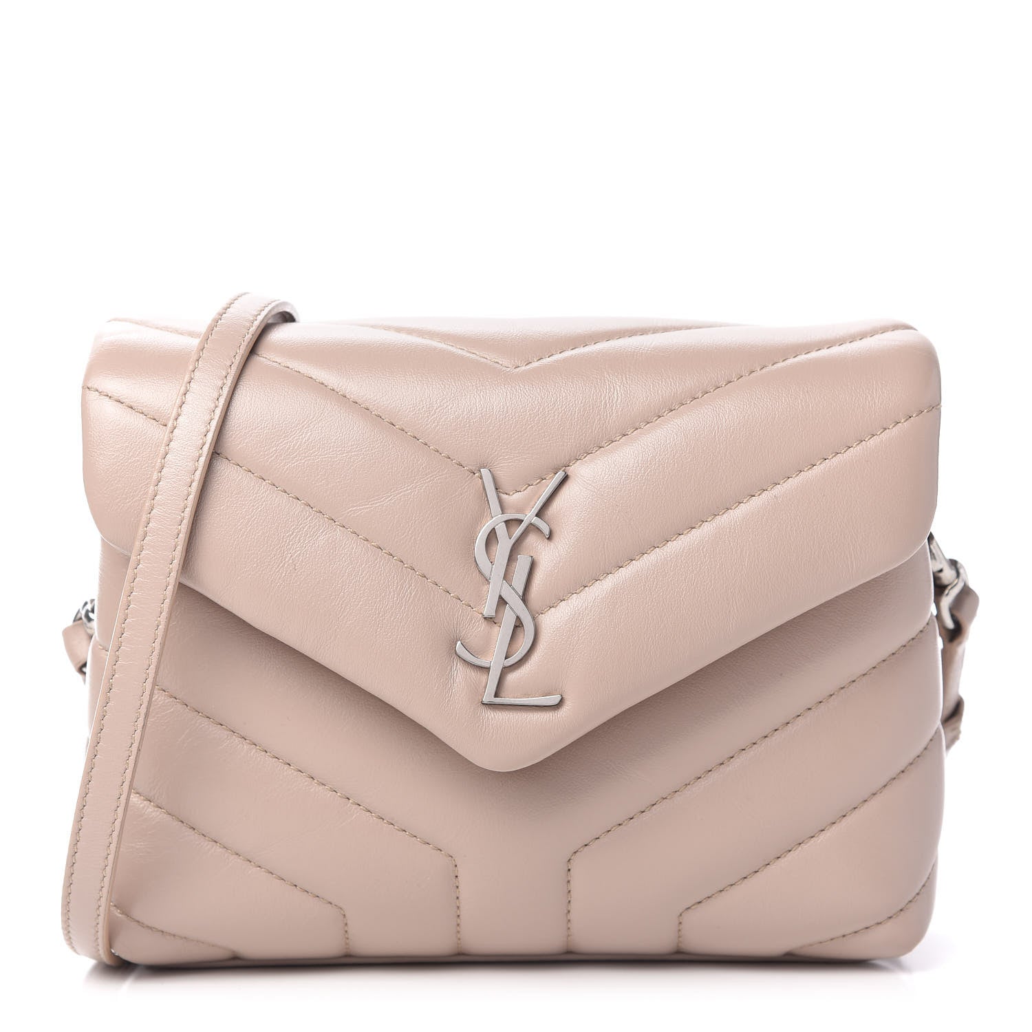 Saint Laurent Calfskin Y Quilted Monogram Toy Loulou Satchel Light Natural 1 of 11