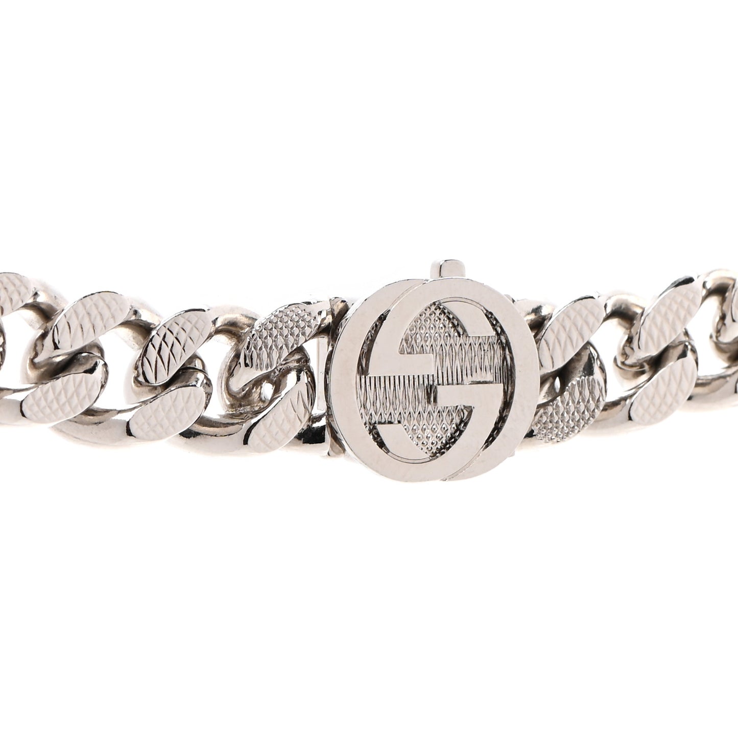 Metal Script Choker Necklace Silver