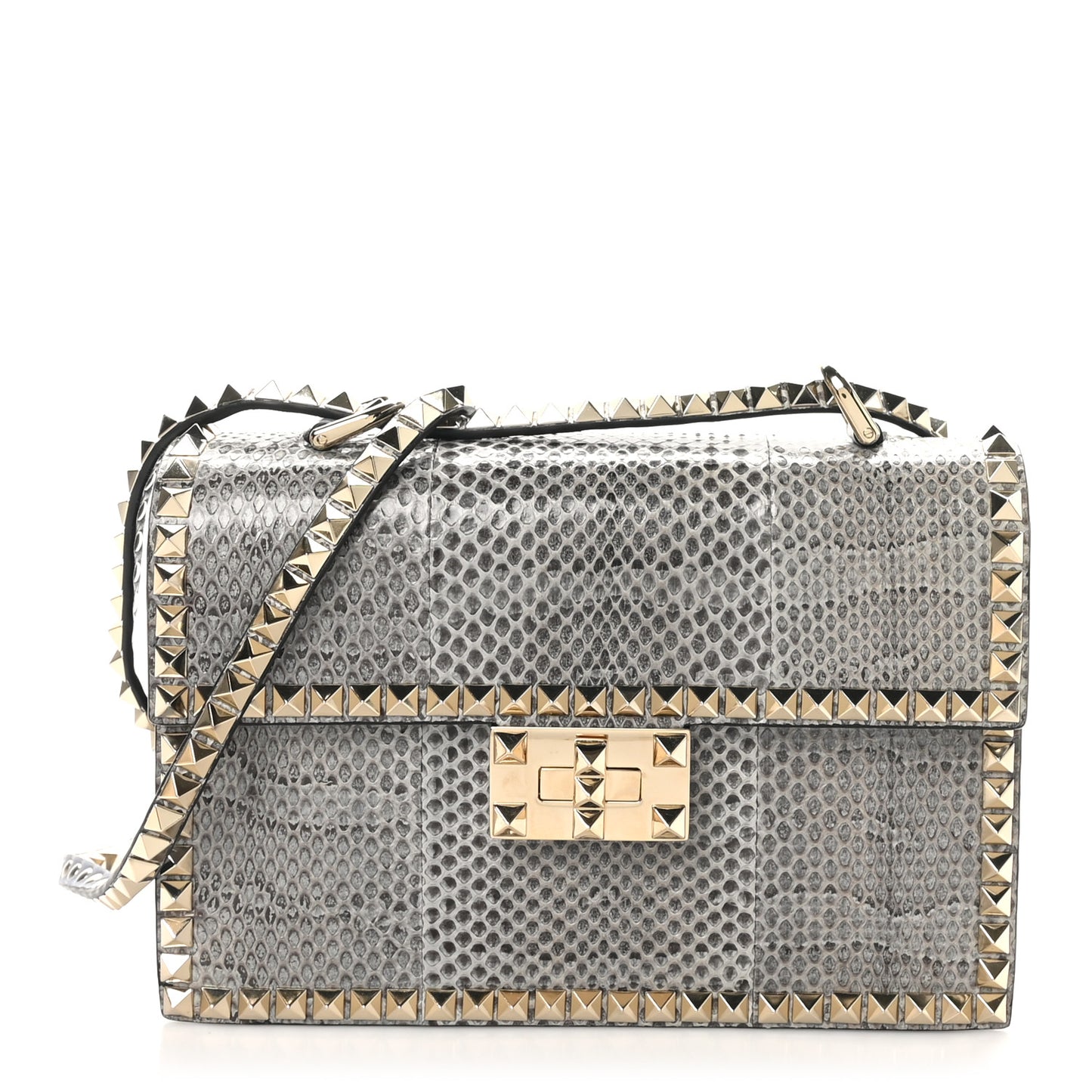 Snakeskin Rockstud No Limit Shoulder Bag Blue Multicolor