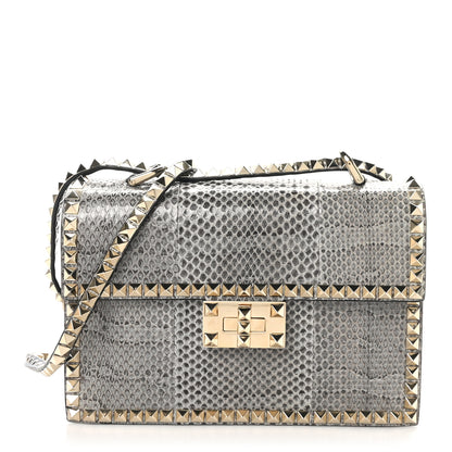Valentino Garavani Snakeskin Rockstud No Limit Shoulder Bag Blue Multicolor 1 of 9