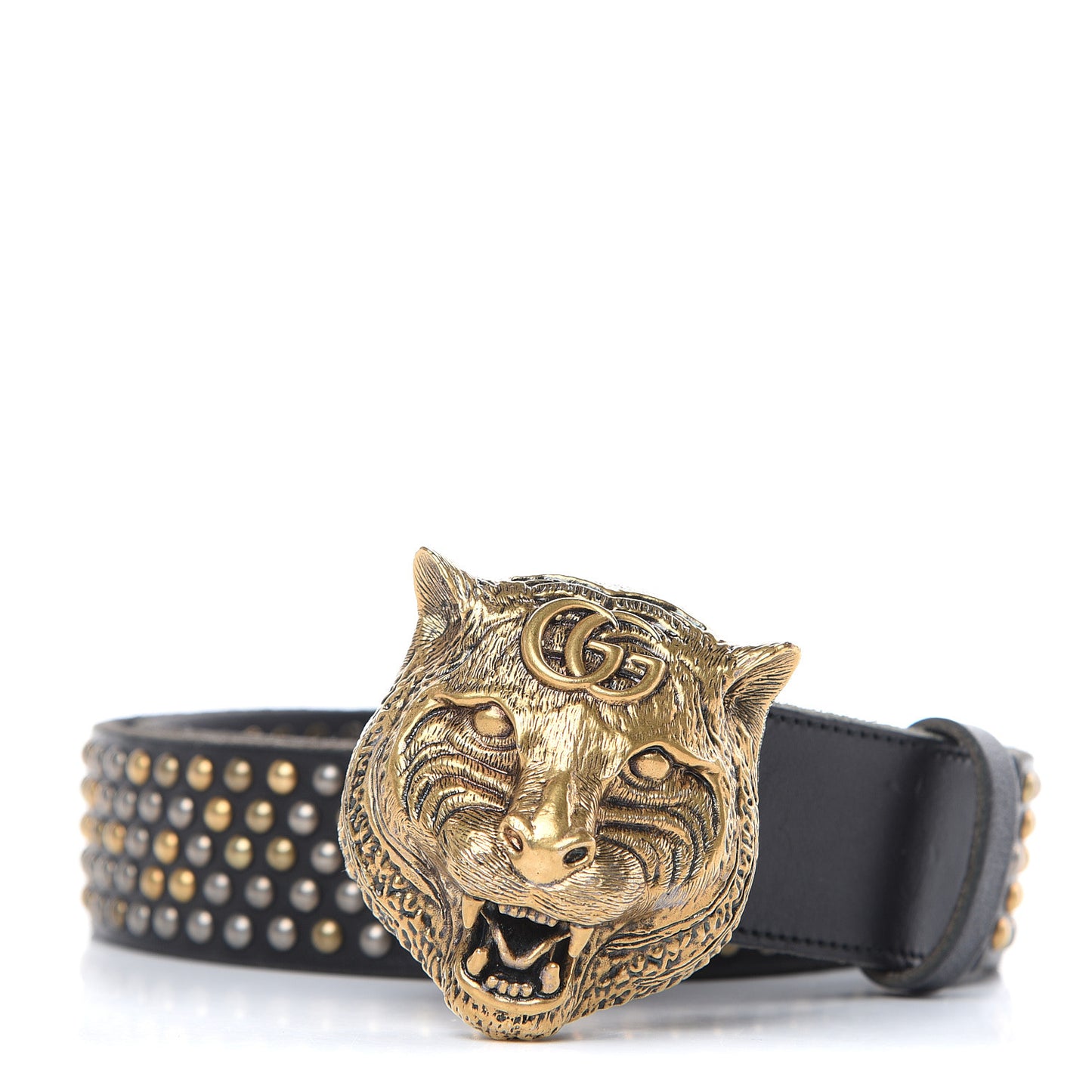 Calfskin Studded Feline Belt 100 40 Black