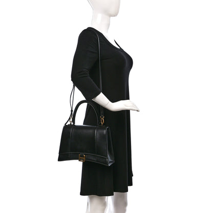 Balenciaga Shiny Box Calfskin Medium Hourglass Top Handle Bag Black 2 of 13