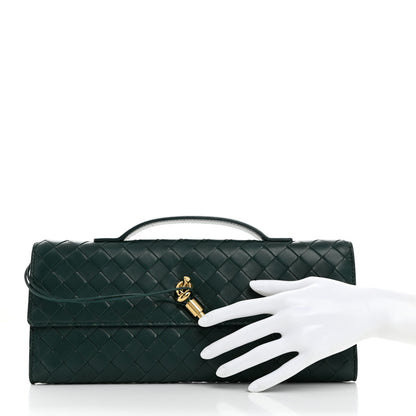Bottega Veneta Nappa Intrecciato Long Andiamo Top Handle Clutch Emerald Green 2 of 7