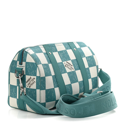 Louis Vuitton Calfskin Damier City Keepall Teal 3 of 9