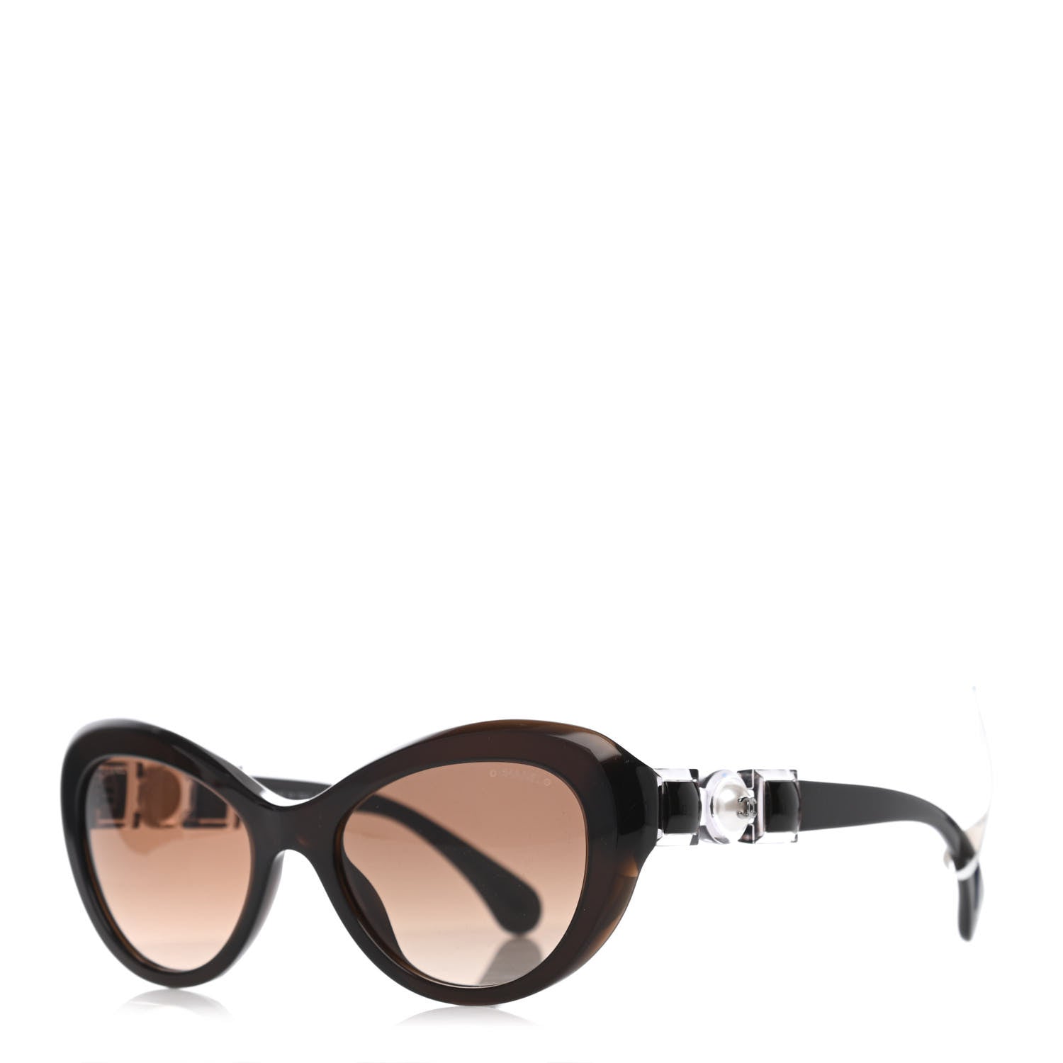 Chanel Acetate Glass Pearls Cat Eye Sunglasses 5443-H Brown 1 of 4