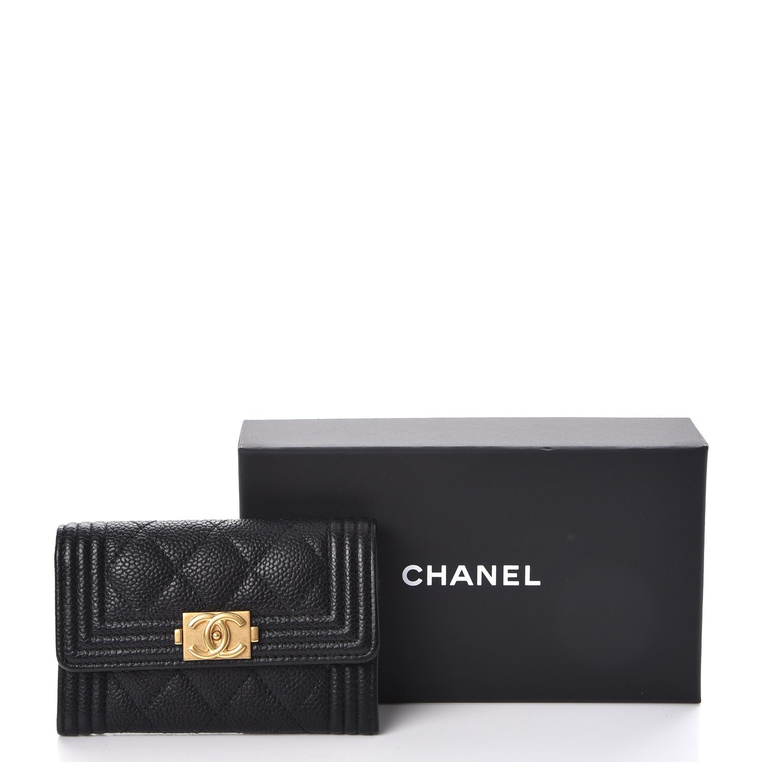 Chanel Caviar Quilted Boy Flap Card Holder Black 9 of 9