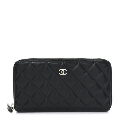 Chanel Lambskin Quilted Large Gusset Zip Around Wallet Black 1 of 8