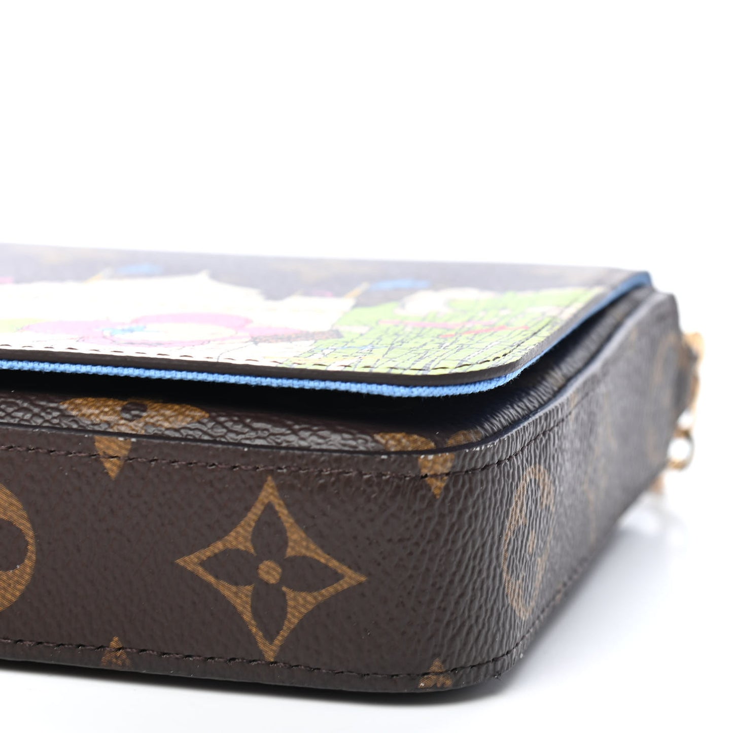 Monogram 2021 Christmas Animation China Wall Pochette Felicie Chain Wallet Myosotis Blue