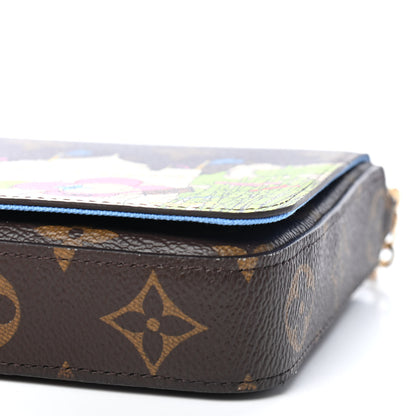 Louis Vuitton Monogram 2021 Christmas Animation China Wall Pochette Felicie Chain Wallet Myosotis Blue 6 of 8