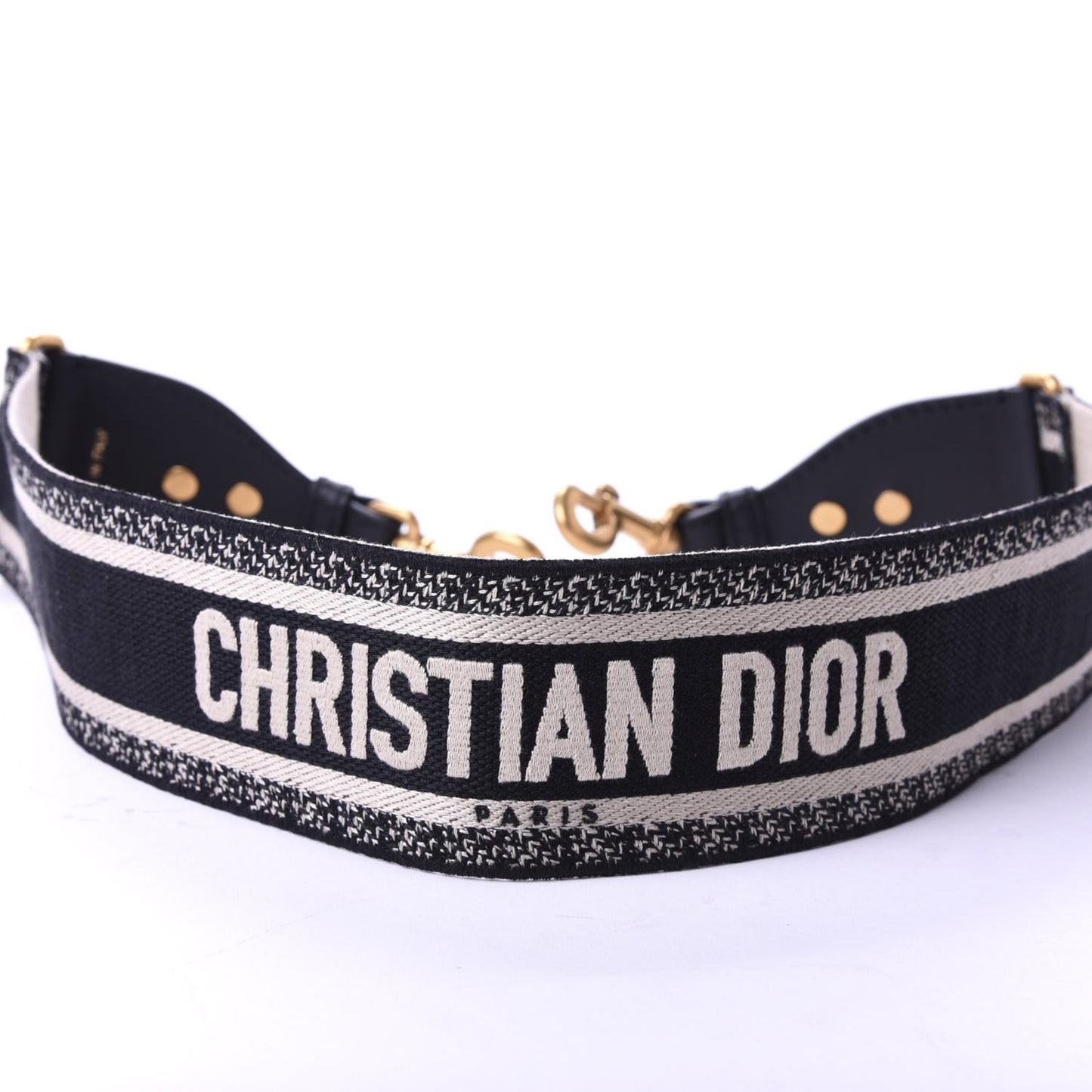 Canvas Embroidered Shoulder Strap Black White