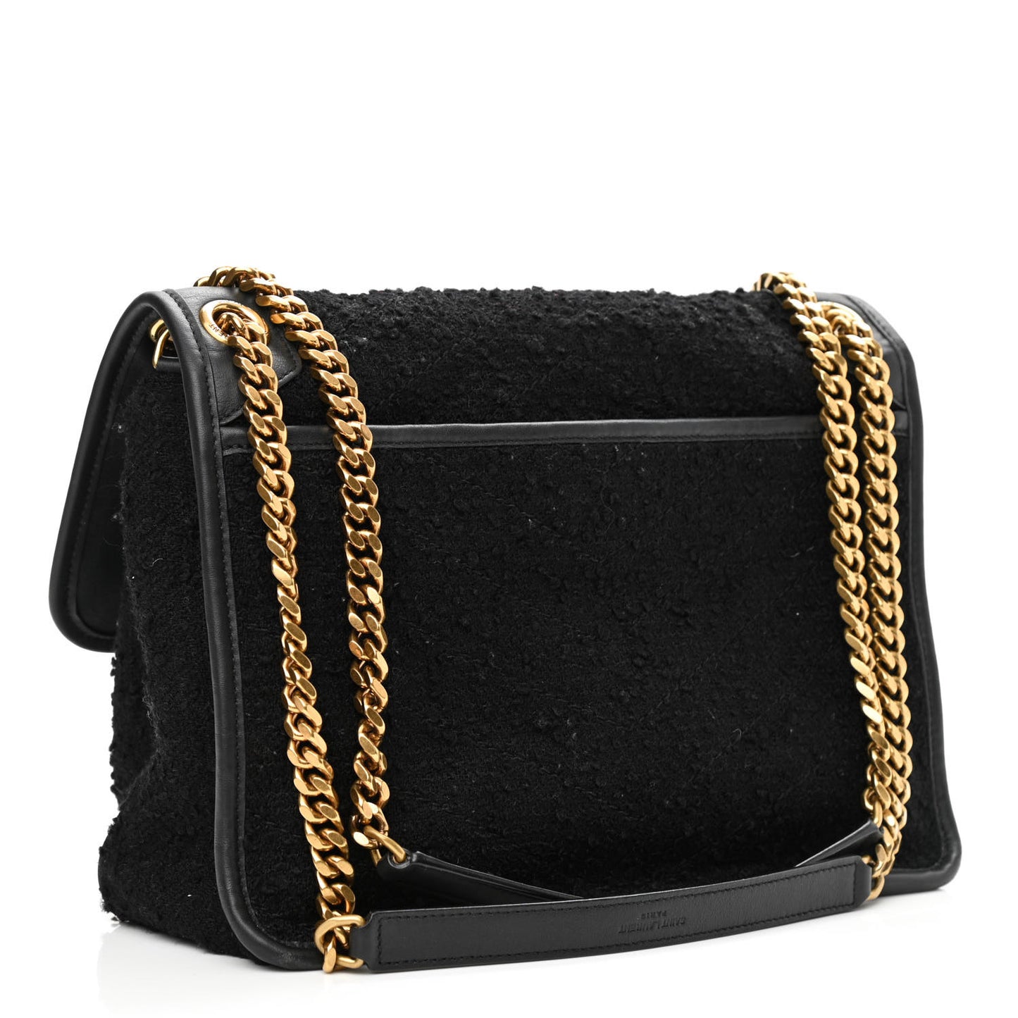 Boucle Tweed Monogram Medium Niki Chain Satchel Black
