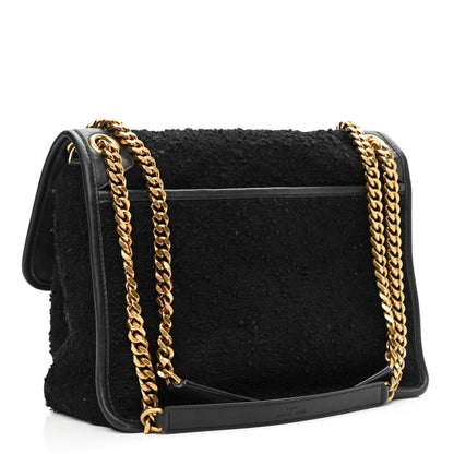 Saint Laurent Boucle Tweed Monogram Medium Niki Chain Satchel Black 3 of 9