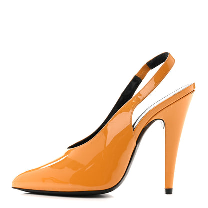 Saint Laurent Patent Venus 110 Slingback Pumps 37 Yellow 1 of 12