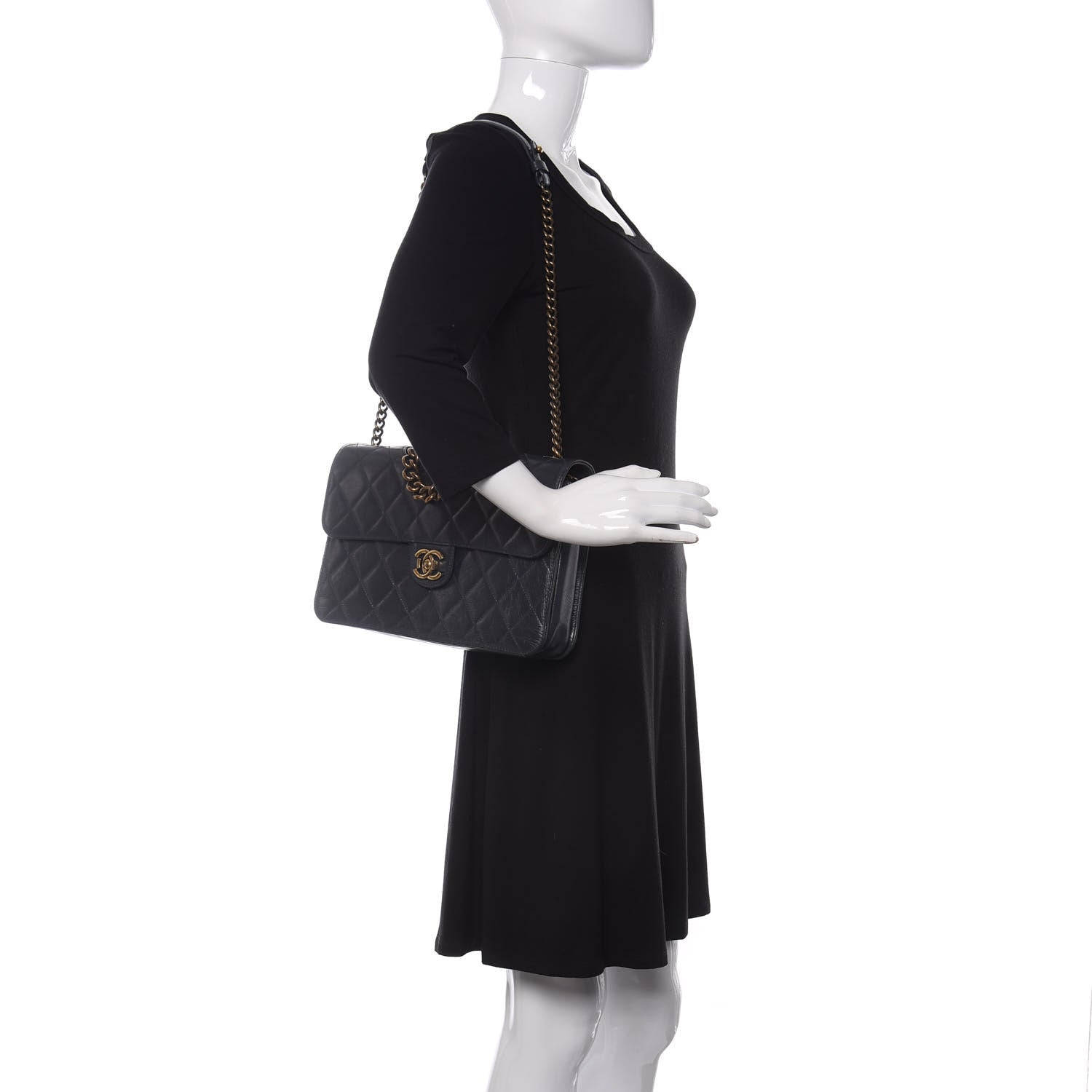 Chanel Glazed Calfskin Quilted Large Perfect Edge Flap Navy 2 of 10