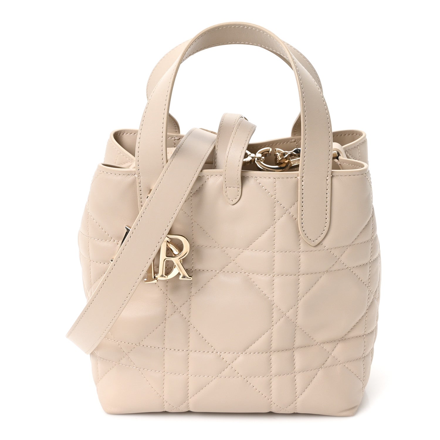 Christian Dior Calfskin Macrocannage Small Toujours Vertical Tote Powder Beige 1 of 10