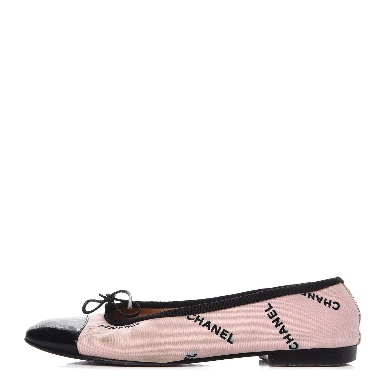 Printed Canvas Logo Ballet Flats 39.5 Pink Black