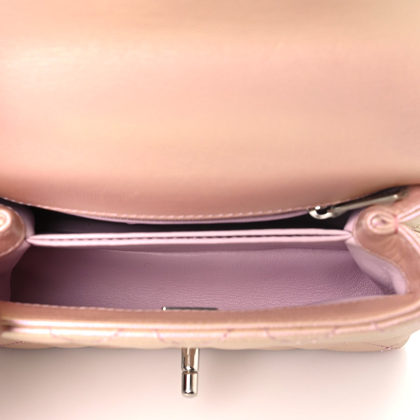 Iridescent Caviar Quilted Extra Mini Coco Handle Flap Light Pink