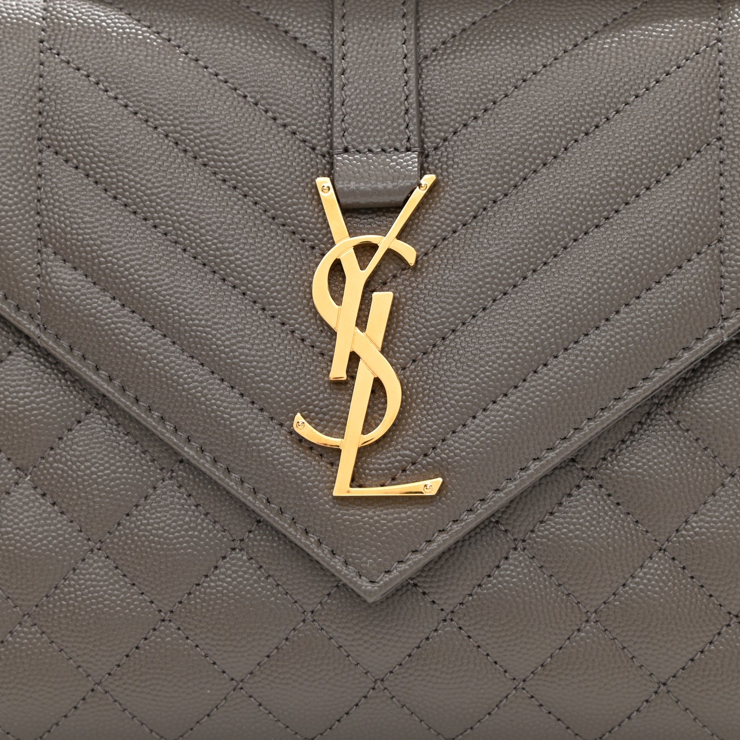 Grain De Poudre Textured Mixed Matelasse Medium Triquilt Monogram Satchel Fog