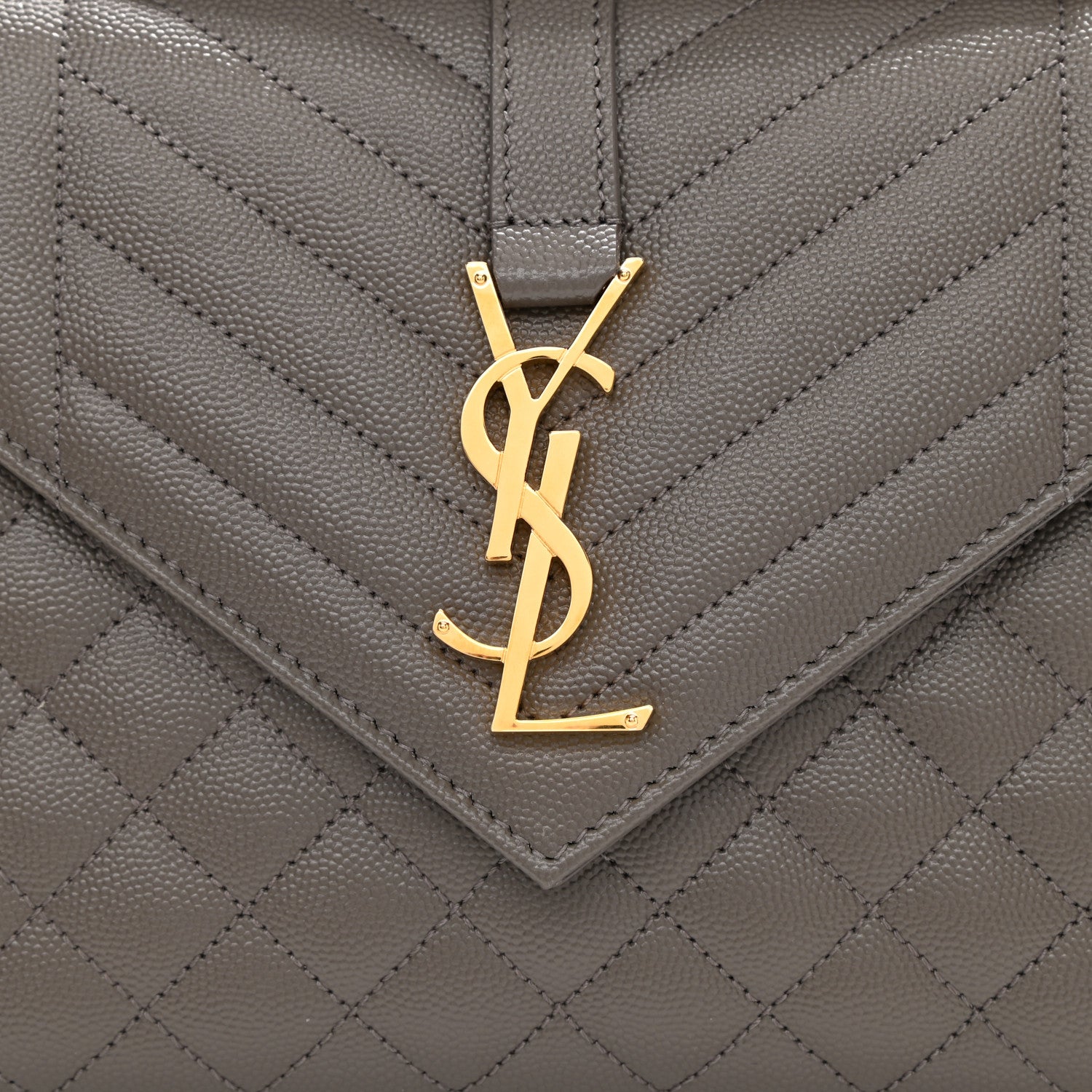 Saint Laurent Grain De Poudre Textured Mixed Matelasse Medium Triquilt Monogram Satchel Fog 8 of 9