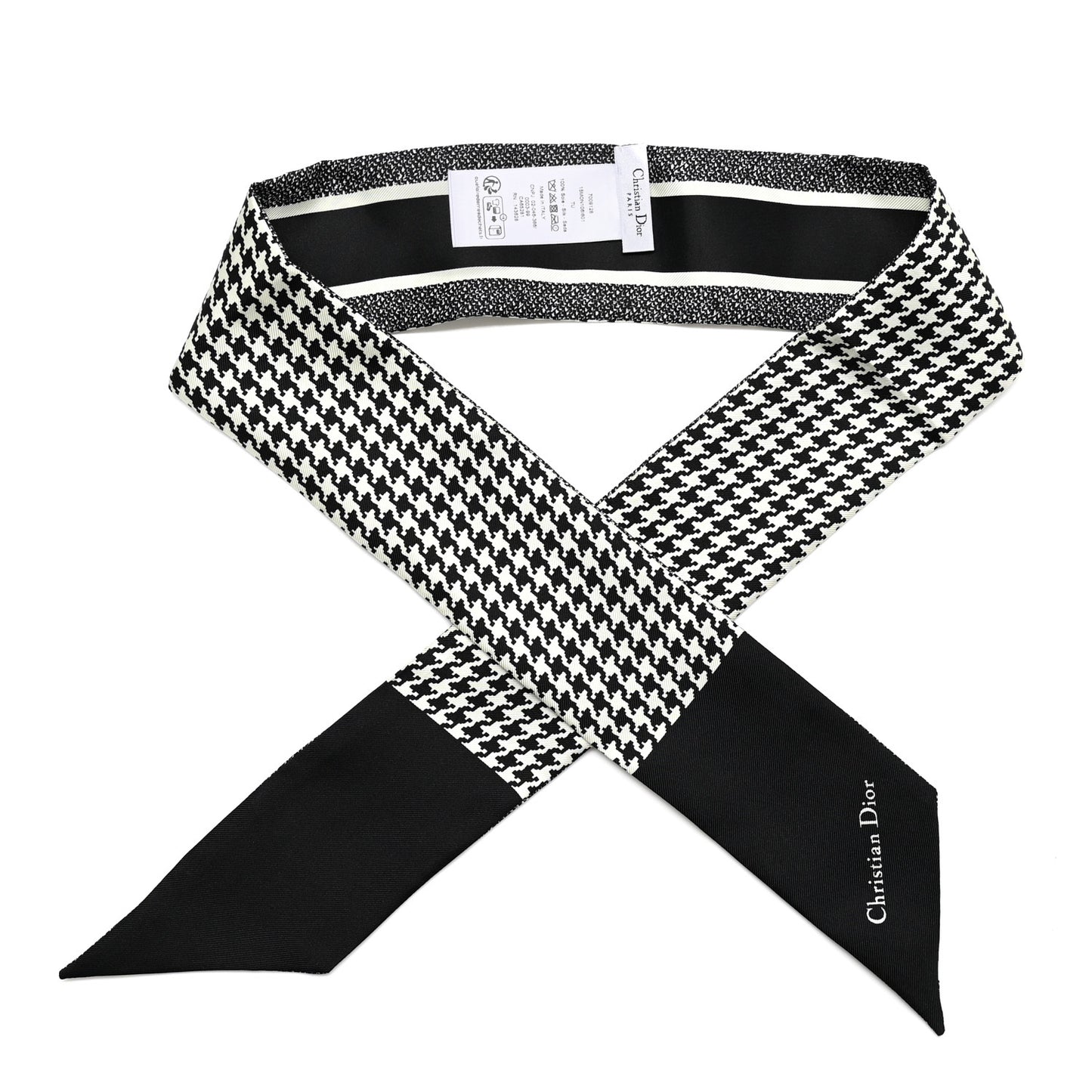 Silk Houndstooth Mitzah Scarf Black White