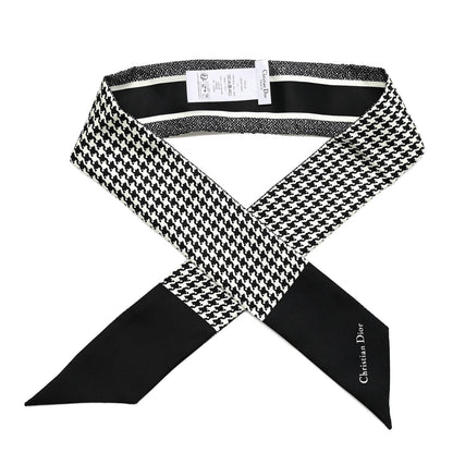 Christian Dior Silk Houndstooth Mitzah Scarf Black White 1 of 3