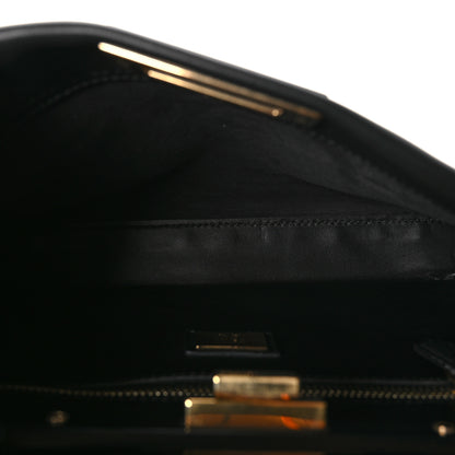 Fendi Vitello Seta Shiny Nappa Medium Peekaboo Iconic Satchel Black 5 of 11
