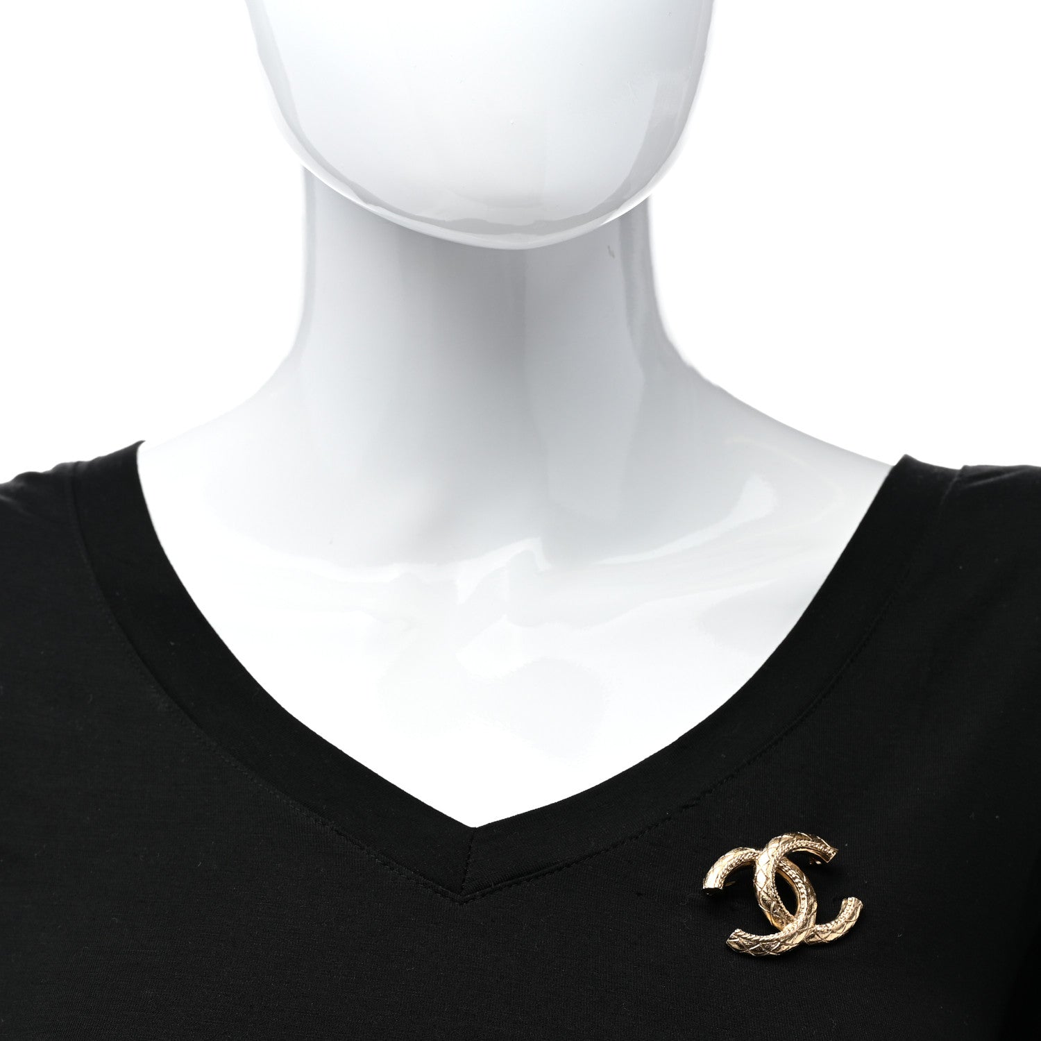 Chanel Metal Quilted CC Brooch Light Gold 2 of 5