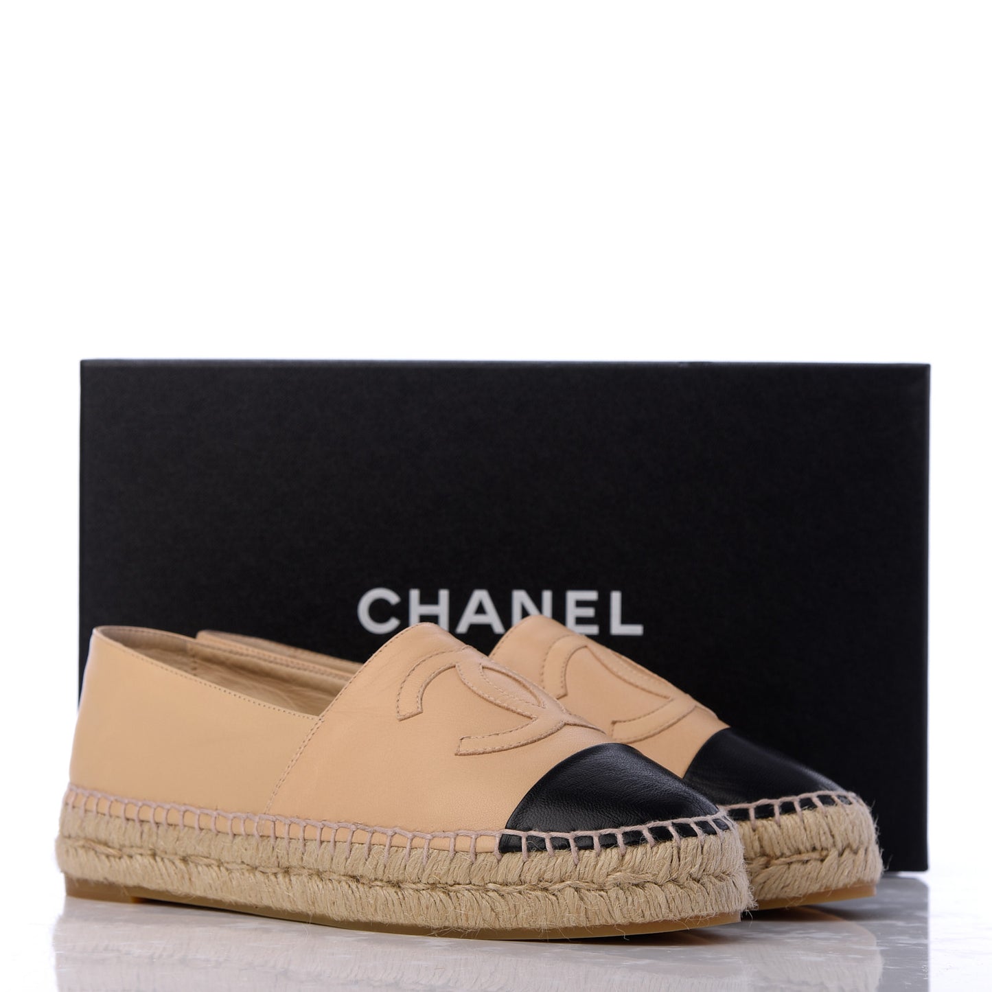 Lambskin CC Espadrilles 38 Beige Black