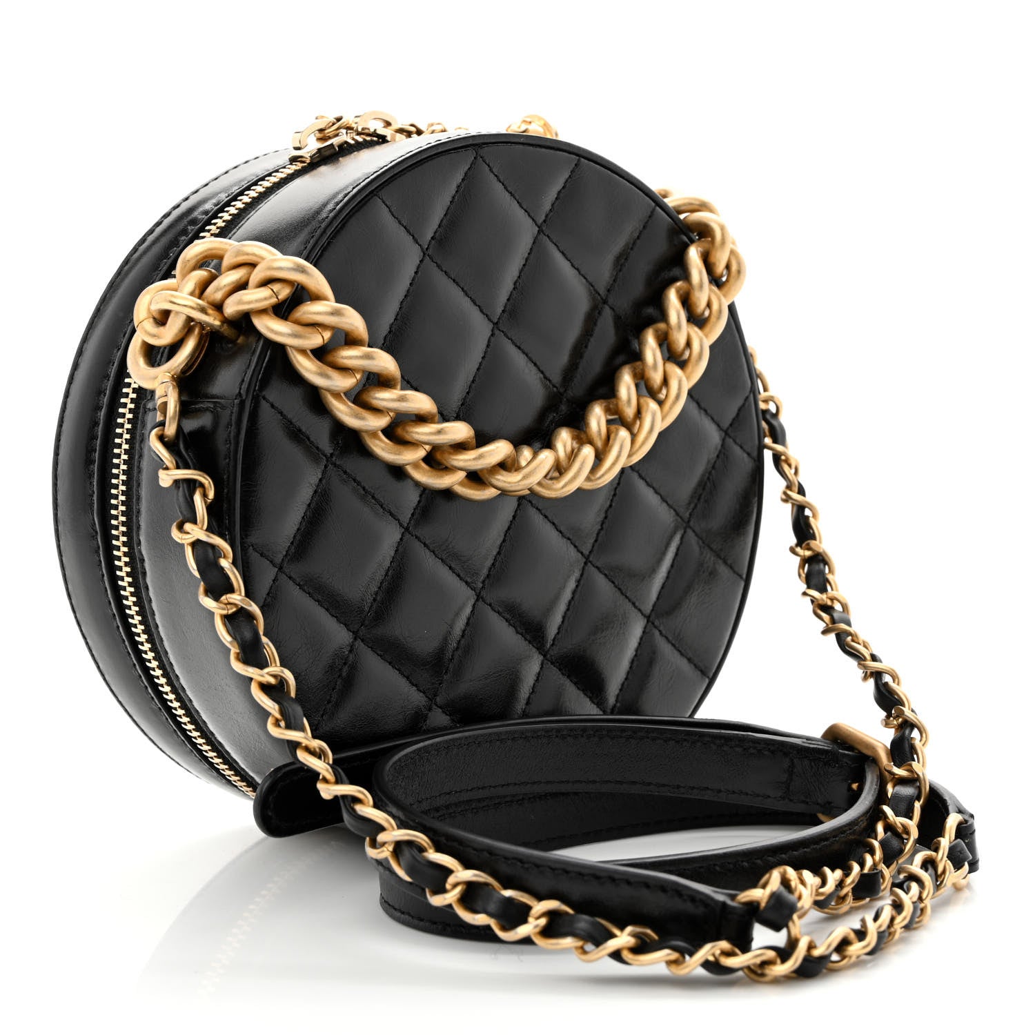 Chanel Glazed Calfskin Round As Earth Evening Bag Black 3 of 12