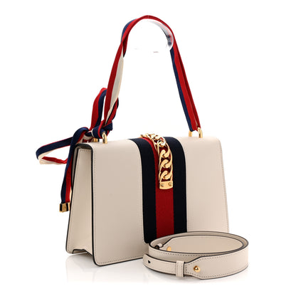 Gucci Calfskin Small Sylvie Shoulder Bag Off White 3 of 10