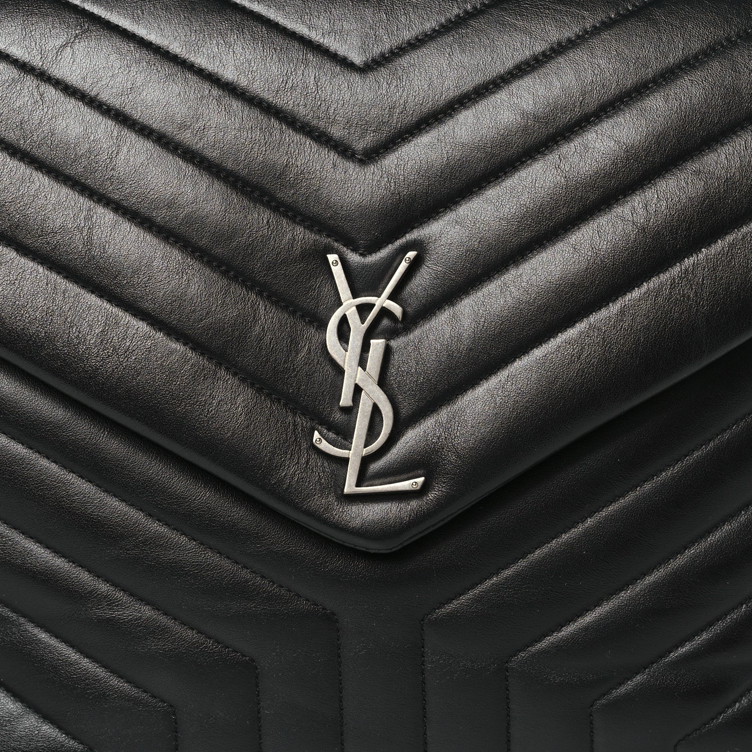 Saint Laurent Calfskin Y Quilted Monogram Large Loulou Chain Satchel Black 8 of 11
