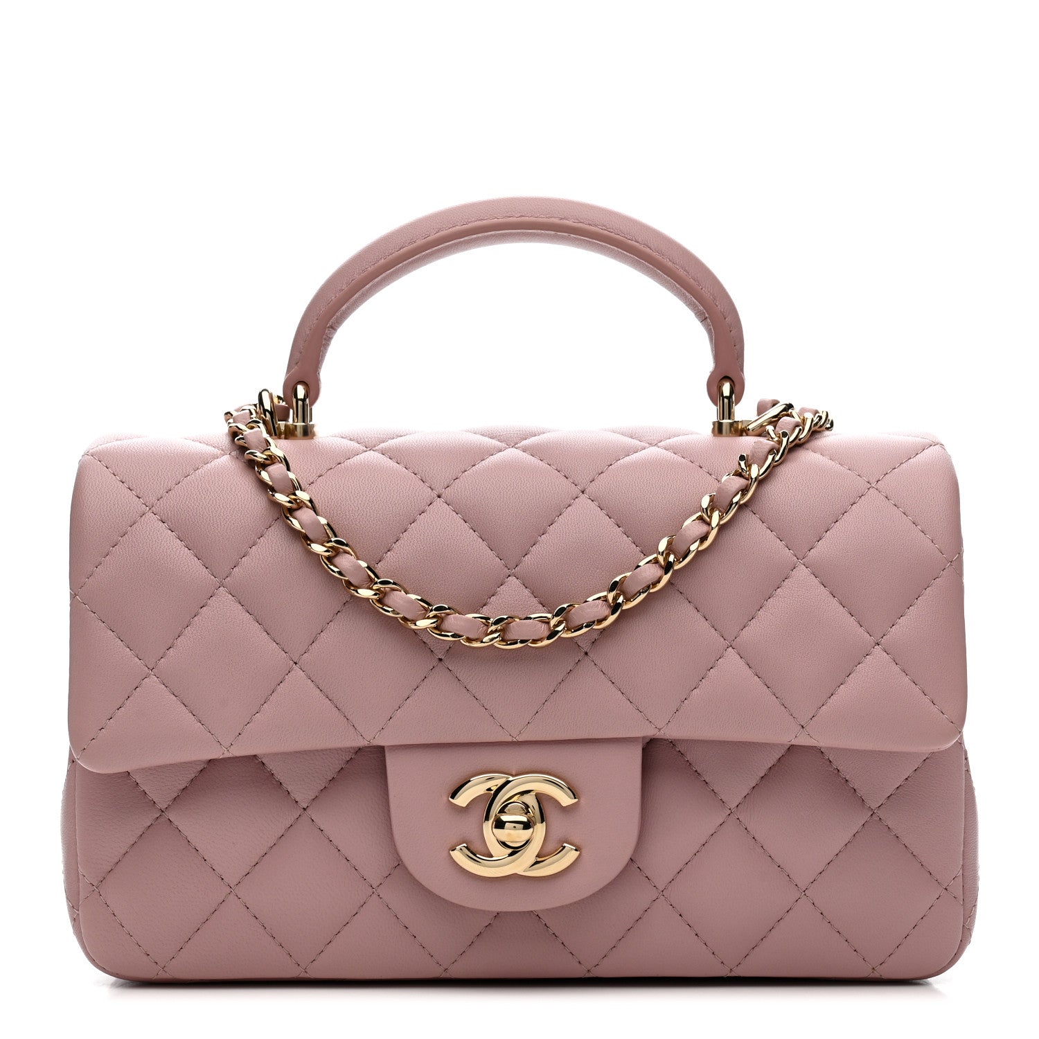 Chanel Lambskin Quilted Mini Top Handle Rectangular Flap Light Pink 1 of 11