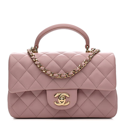 Chanel Lambskin Quilted Mini Top Handle Rectangular Flap Light Pink 1 of 11