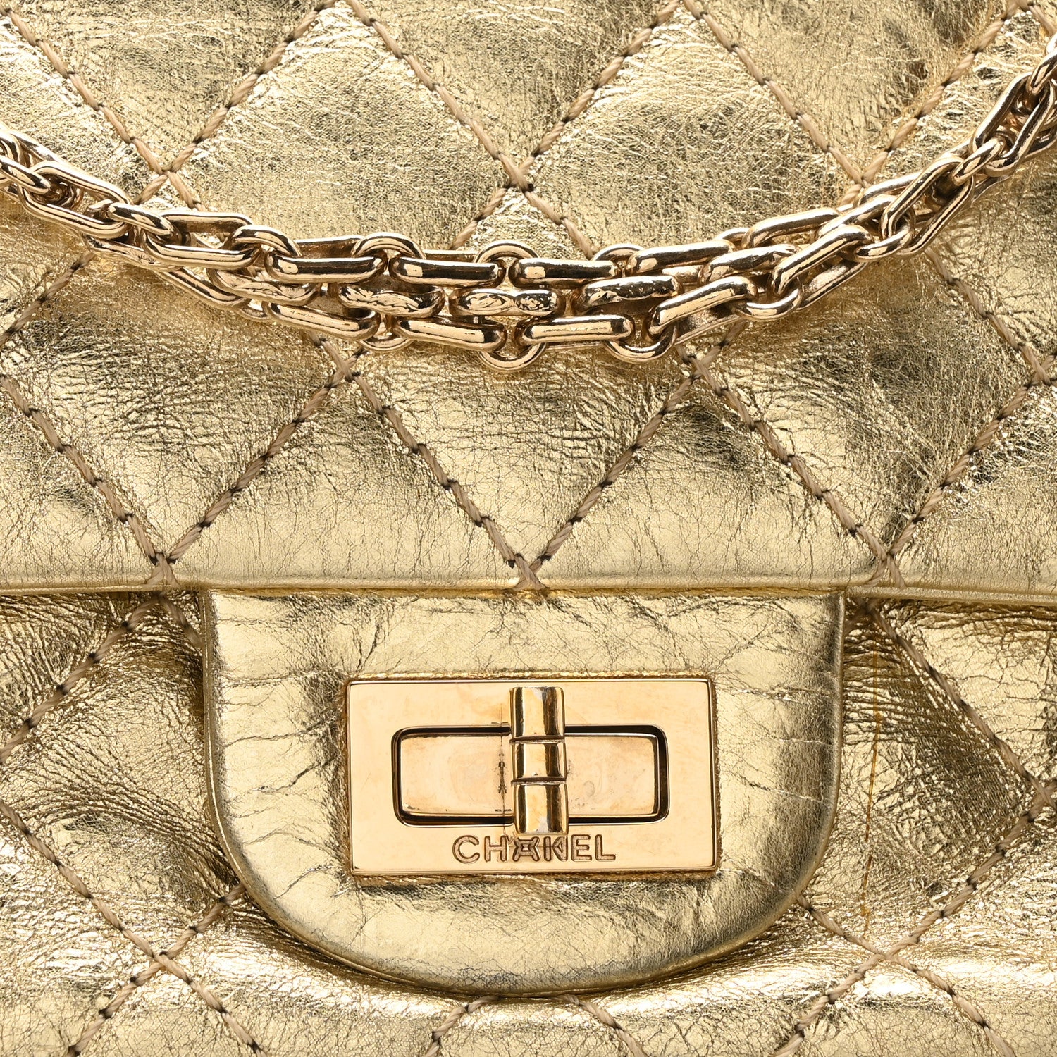 Chanel Metallic Aged Calfskin Quilted 2.55 Reissue 225 Flap Gold 8 of 10