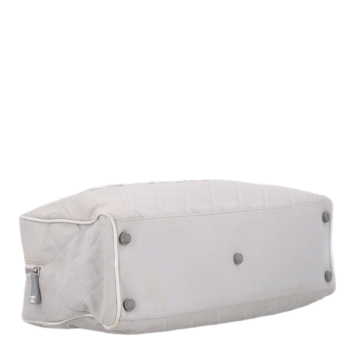 Chanel Canvas Quilted Logo Bowler Bag Grey 4 of 10