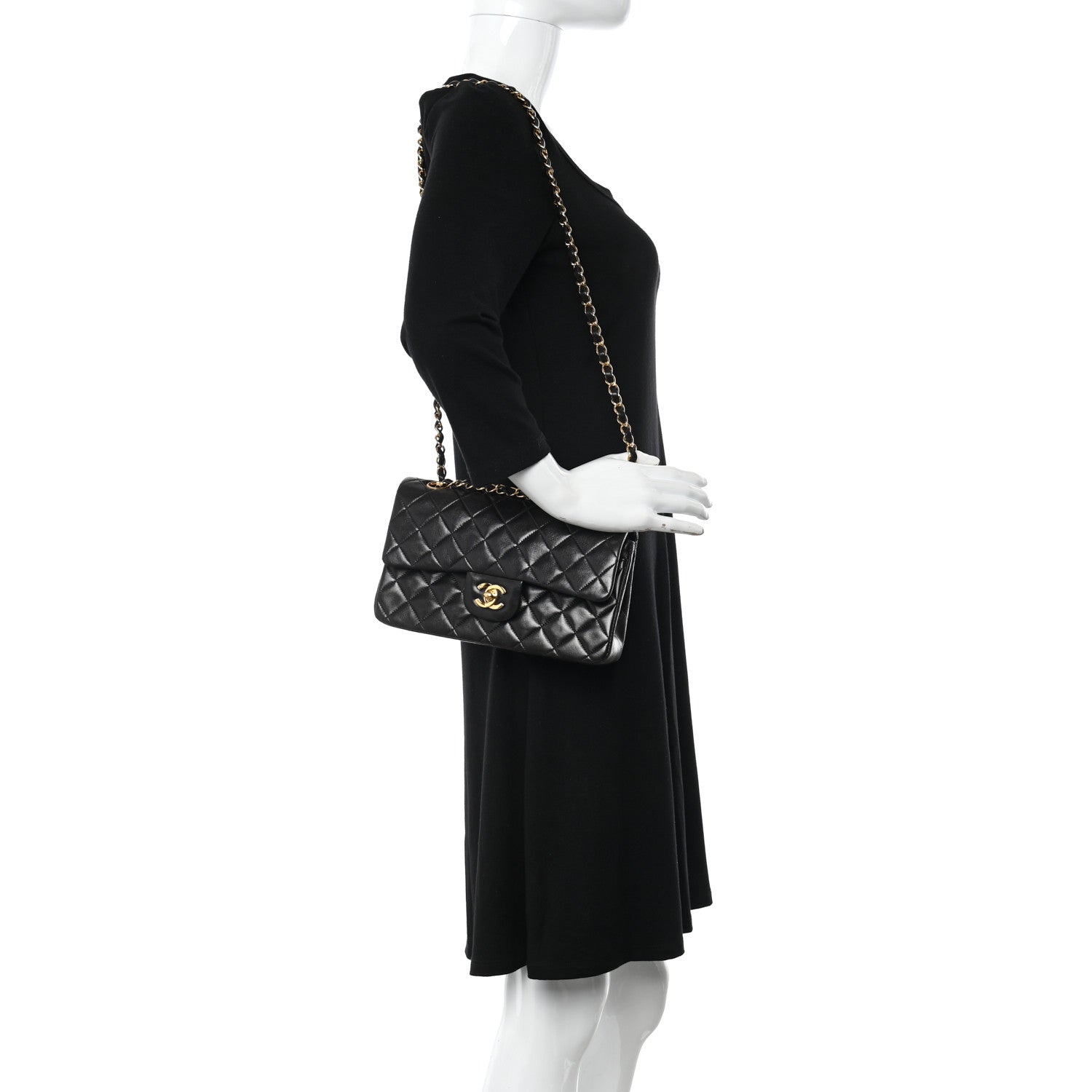 Chanel Lambskin Quilted Small Double Flap Black 2 of 15