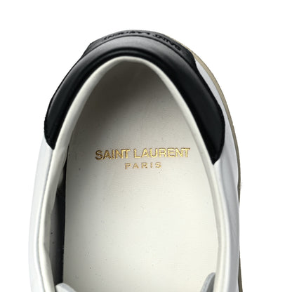 Saint Laurent Calfskin Embroidered Court Classic Sneakers 39 White Black 7 of 9