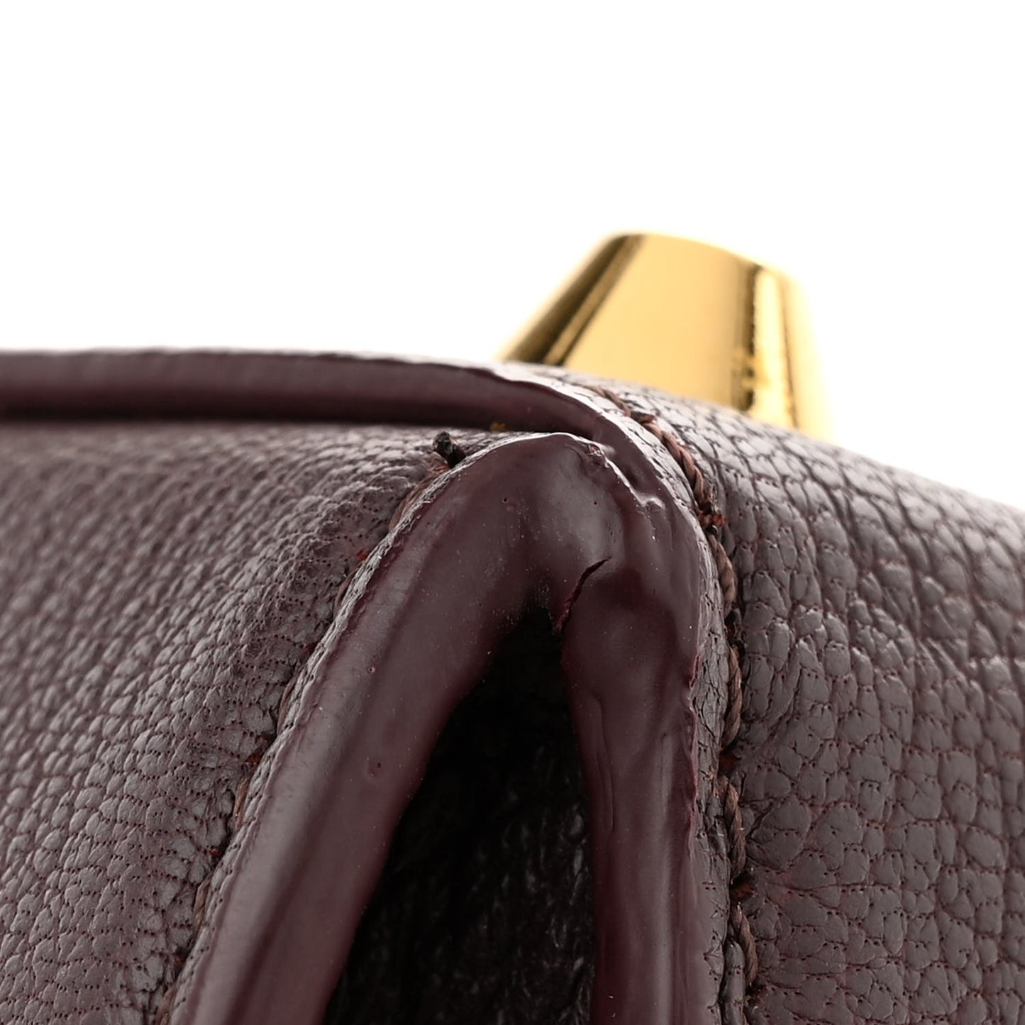 Silky Amish Grained Goatskin Box Shoulder Bag 16 Burgundy