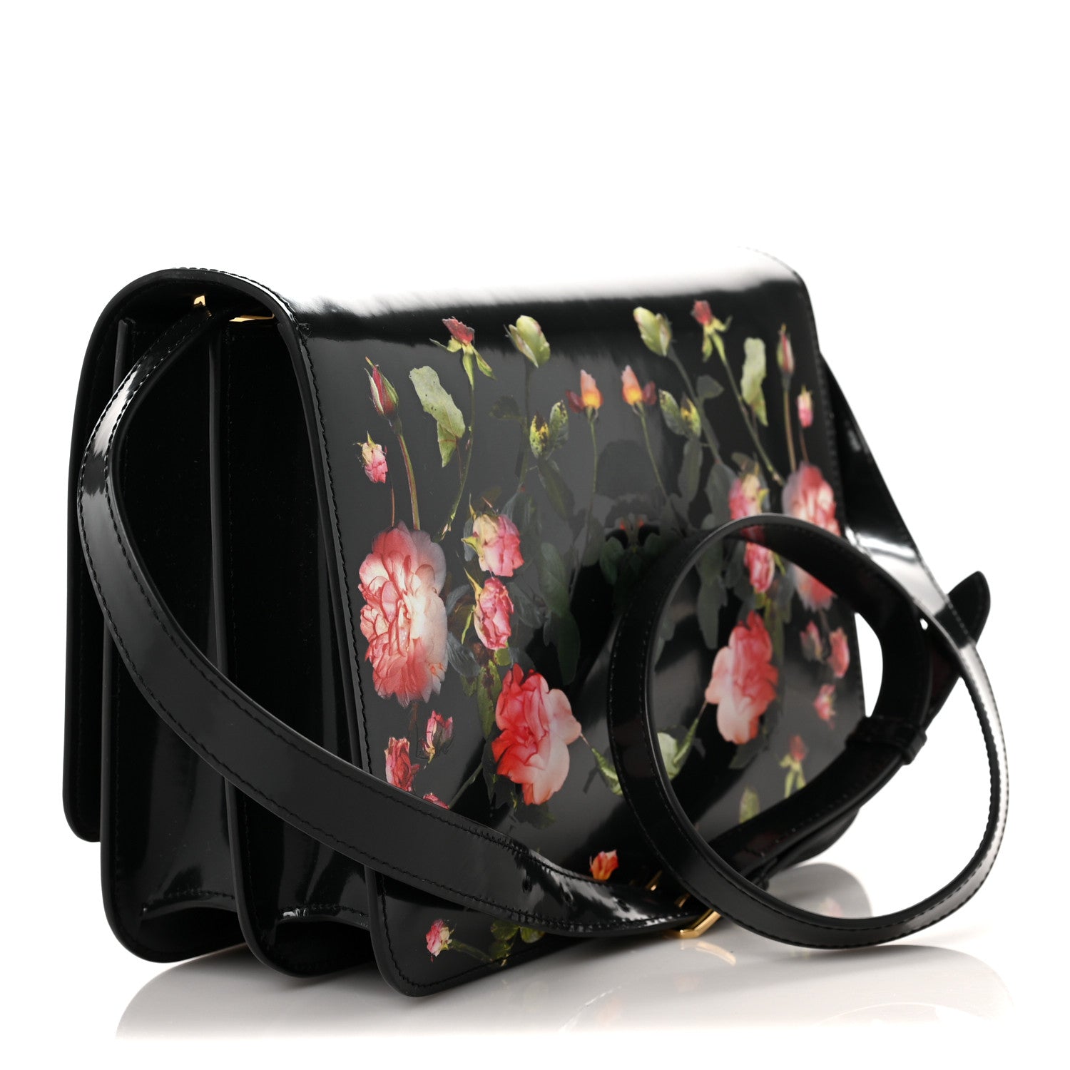 Burberry Patent Floral Monogram Medium TB Bag Black 3 of 9