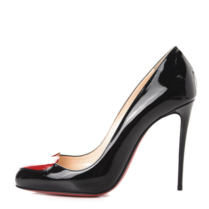 Christian Louboutin Patent Doracora 100 Pumps 37.5 Black Red 1 of 9