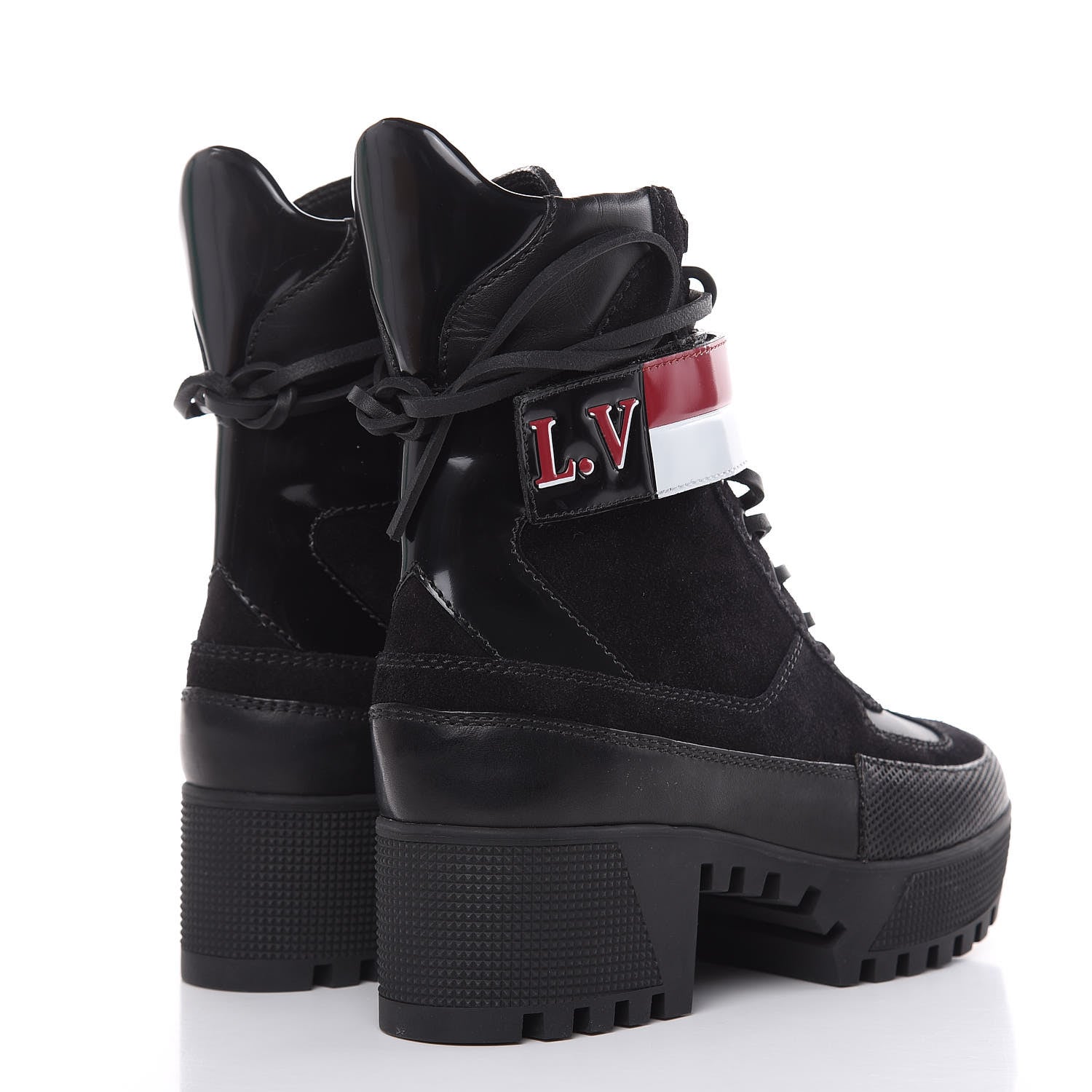 Louis Vuitton Suede Calfskin Laureate Platform Desert Boots 35 Black 4 of 8