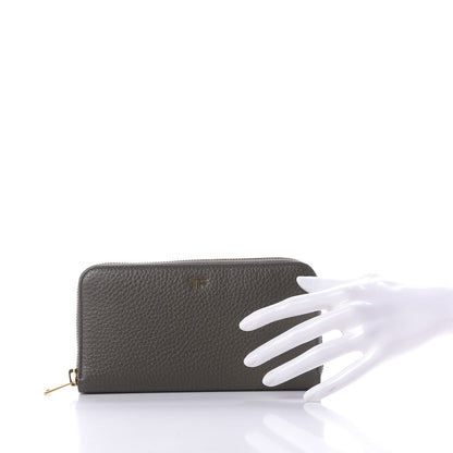 Tom Ford Grained Calfskin TF Zip Around Wallet Graphite 2 of 8